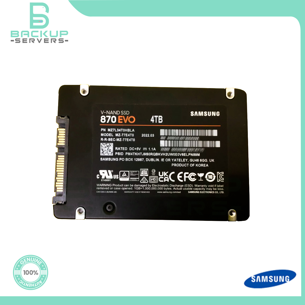 MZ-77E4T0 Samsung 870 EVO 4TB SATA 6Gbps MLC 2.5
